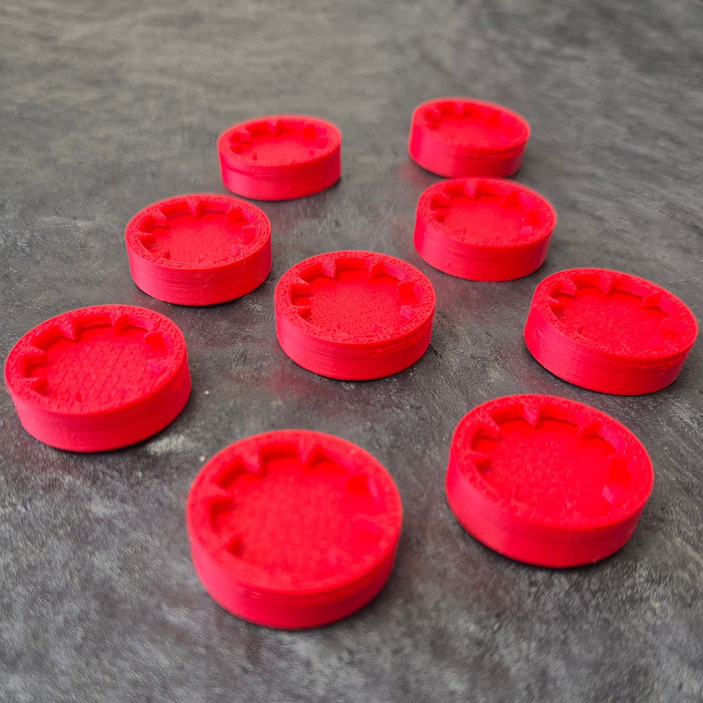 Exclusive reusable character tokens for TTRPG's like DND. A alternative for DND minis. Made from red PLA material